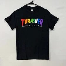 Thrasher Magazine Men’s T-Shirt Size S Black Rainbow Logo Skate Tee