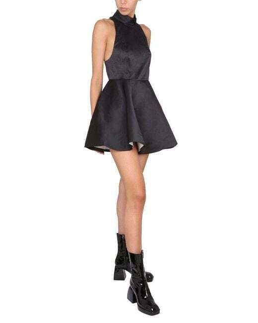 ワンピース ROTATE BIRGER CHRISTENSEN 'Satin Mini' dress Satin Tie Shirt Dress Black - ROTATE Birger Christensen