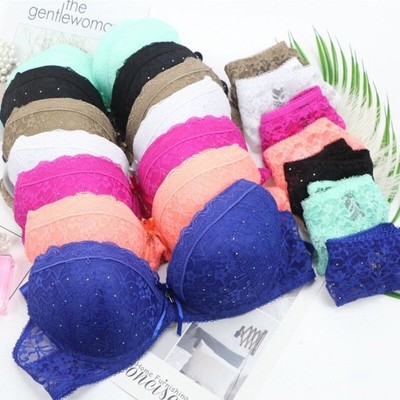 Ladies Womens Lace Bra Set Underwear Lingerie Padded Push Up Bra Brief Thong