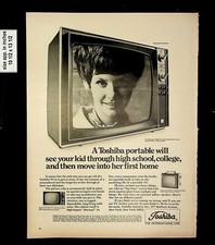 1969 Toshiba Portable TV Vintage Print Ad 016498