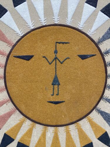 Pollen Boy on the Sun - Navajo Sand Painting, Artist Signed - Wall Art 12"x12" - Picture 3 of 9