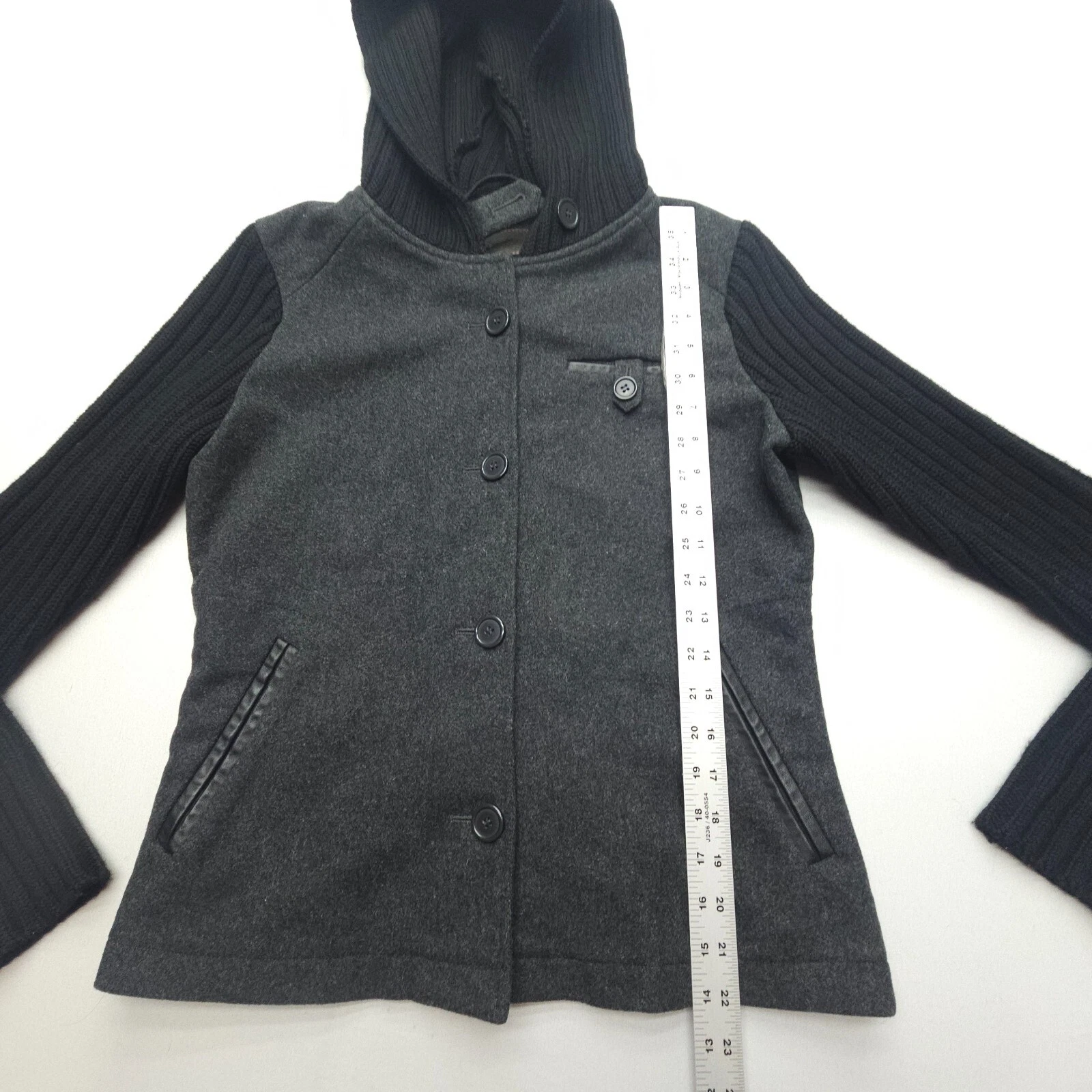 smartwool hooded merino wool button up black jacket