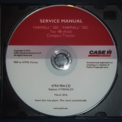 CASE FARMALL 30C 35C TIER 4B COMPACT TRACTOR SERVICE SHOP REPAIR CD MANUAL