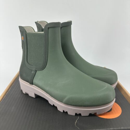 Bogs Holly Chelsea Rain Boots Green Women's Size 6 Waterproof Ankle Pull On New