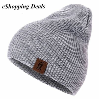 Warme Beanie Strickmütze Pull On Freizeit Herren Damen Strick Einfarbig Wintermütze Farben 