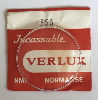 NEUF 1 VERRE VERLUX NORMALISE ( GLASS ) PLEXI MONTRE @ 180 NML DE DIAMETRE @ NOS