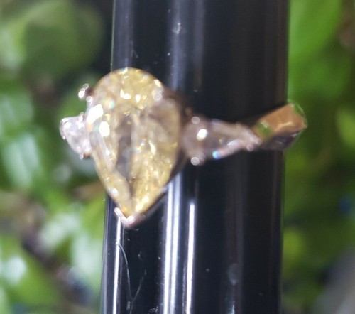 925 NV Nevada Sterling Silver Teardrop Yellow Citrine CZ & Clear CZ Ring Size 8 - Picture 3 of 9