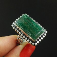 Natural Green Aventurin Gemstone 925 Sterling Silver Proposal Women's Ring