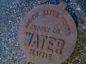 ANTIQUE PACIFIC WATER WORKS SUPPLY CO. WATER CAP SEATTLE 1924 PLANT STAND