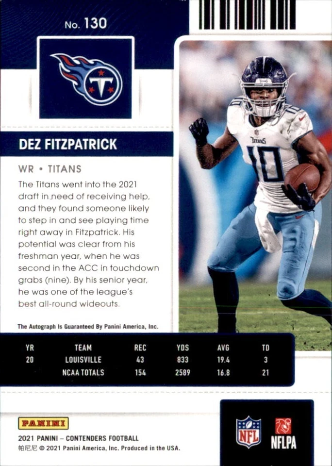 2021 Contenders Football Dez Fitzpatrick Wild Card Round Auto Rookie SSP #130 - Image 2 of 2