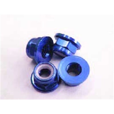 111049B TEAM MAGIC ALUMINUM FLANGED BRAKE SELF-LOCKING NUT 5mm BLUE