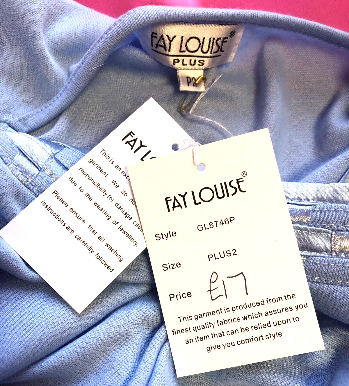 Womens Top Plus2 Light Blue Short Sleeve Round Neck Cotton Rich BNWT image 5