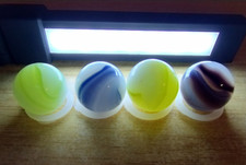 Vintage Marble King Opalescent Opal Rainbow 5/8" Marbles Black Blue Green Yellow