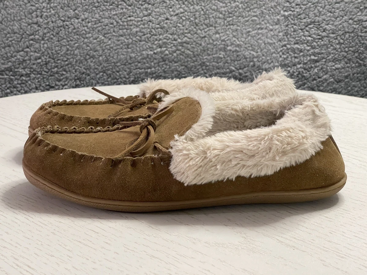 Clarks Women's Moccasin Bootie Slippers Suede Indoor/Outdoor Slip-Ons (8 M  US, Cinnamon) - Walmart.com