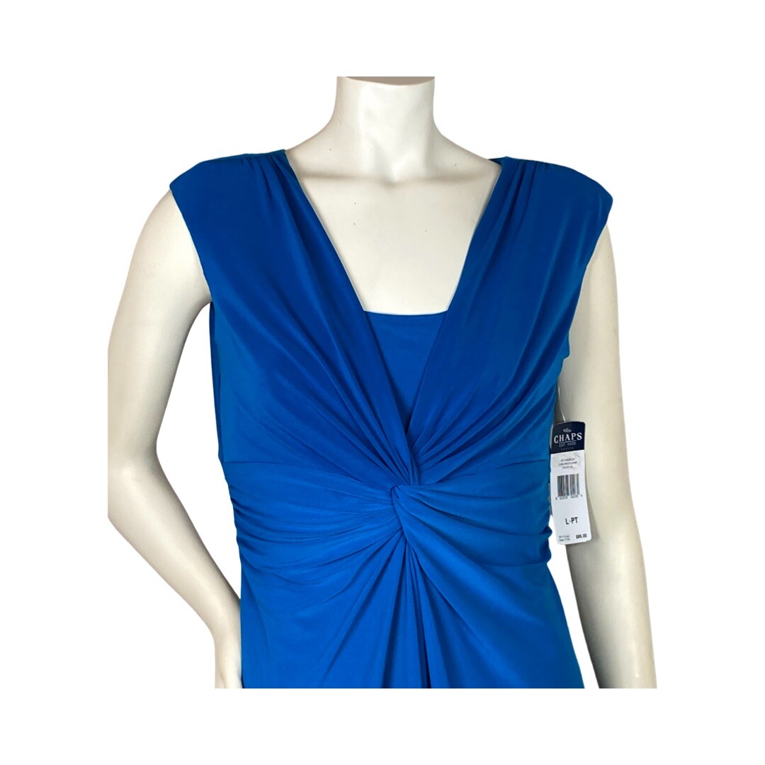 Chaps Womens Petite Sleeveless Twist Front Jersey Dress Size PL Blue NWT |  eBay
