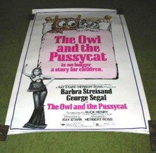 Original 1973 The Owl  Pussycat Movie Poster 40 X 60 Barbara Streisand