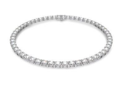 Swarovski - Matrix Tennis necklace - Square cut, White, Rhodium
