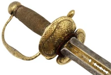 ANTIQUE 17th C. FRENCH OR ITALIAN YONG NOBLEMAN'S RAPIER SWORD, GOLD GILT HILT.