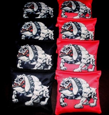  BULLDOG MAD DOG MUSCLE LEATHER BLK RED 8 ACA Regulation Cornhole Bean Bags B294
