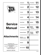 De Luxe Sweeper Collector Attachment JCB Service Repair Manual 9803/1400 PDF USB
