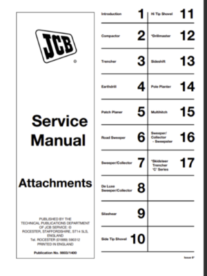 #ad De Luxe Sweeper Collector Attachment JCB Service Repair Manual 9803 1400 PDF USB $29.99