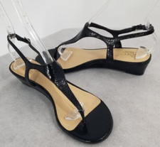 Jewel Badgley Mischka Size 7 Faux Snake Skin Wedge Shoes Low Heel Black