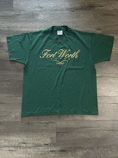 Fort Worth Texas T-Shirt Green Men’s Large Made In USA