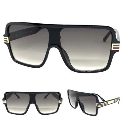 Oversize Classic Retro Hip Hop Rapper Style SUN GLASSES Large Black & Gold Frame