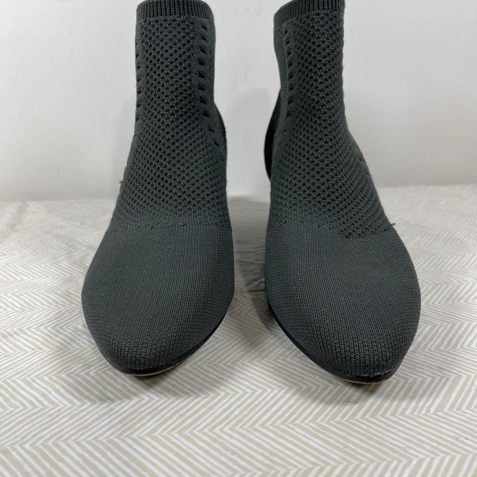 Eileen Fisher Womens 8.5 Sock Boot Gray Purl Stretch Knit Ankle Bootie Recycle - Image 2 of 4