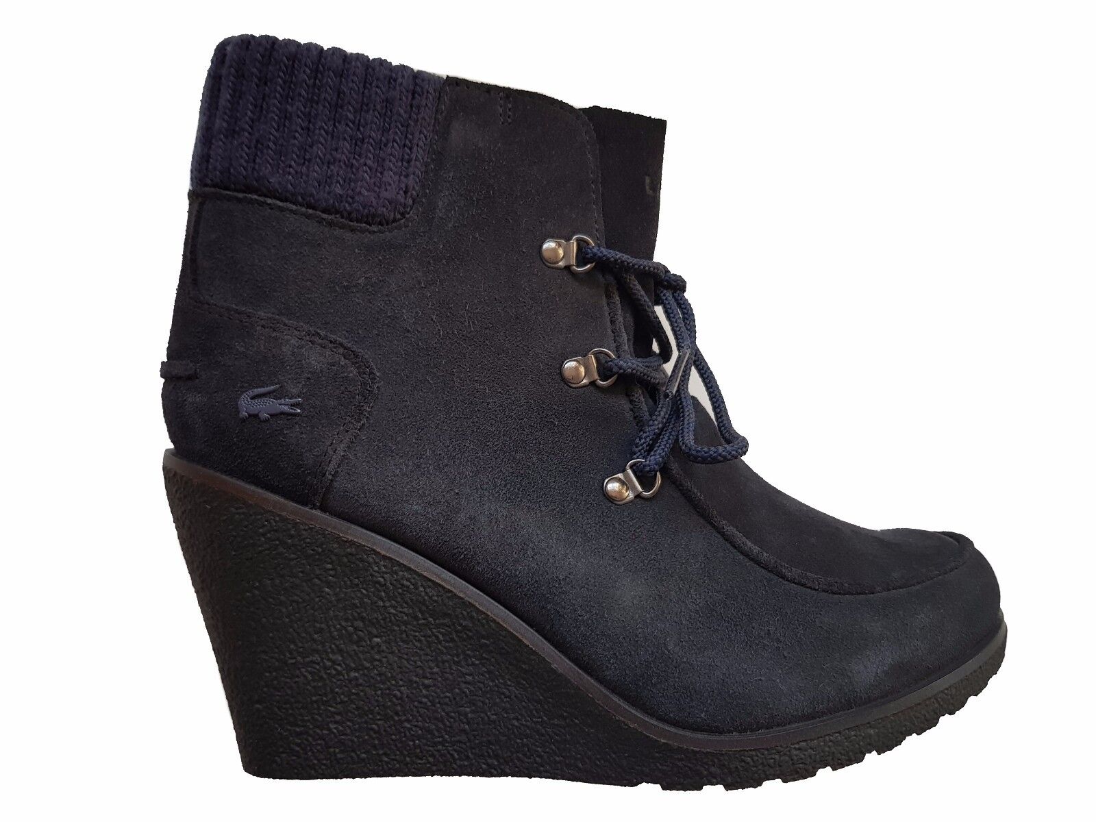 Lacoste Adalyn Women's Wedge ankle Boots, Suede, Dark 3.5 UK- 8 UK |