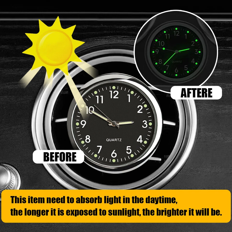 Pocket Mini Luminous Quartz Analog Watches Stick-On Clock For Car Home Boat - Image 3 of 4