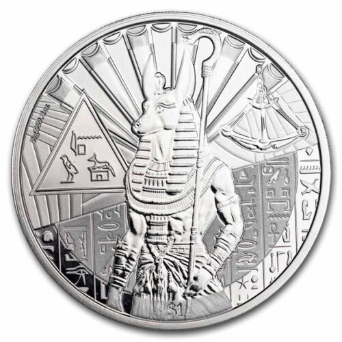 2023 - Egipscy bogowie Sierra Leone: Anubis 1 uncja .999 DROBNA srebrna moneta BU BACKORDE - Zdjęcie 1 z 2