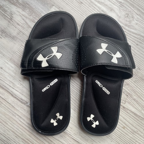 Under Armour Youth Boys Slides Size 5Y Youth Black Adjustable Strap Top