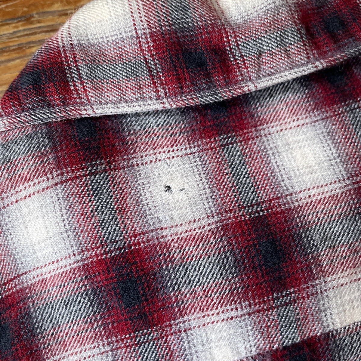 Vintage 1960s McGregor Rayon Shadow Plaid Loop Collar Button