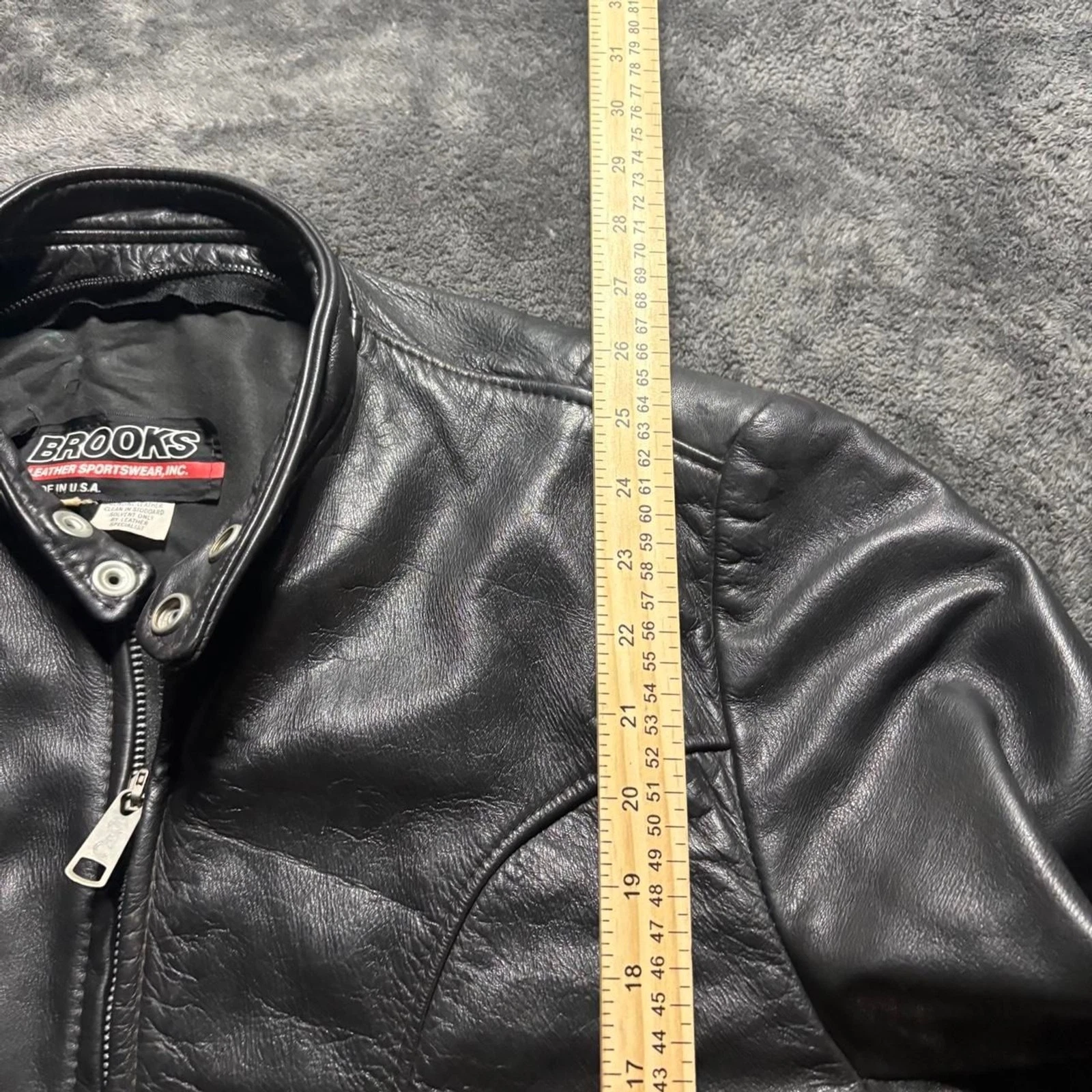 70s Vintage Brooks Leather Biker Jacket Mens M Black Motorcycle USA - product detail image 7