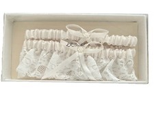 LR Bridal Fashion Show/Wedding Pearls Ivory double Garter set NIB