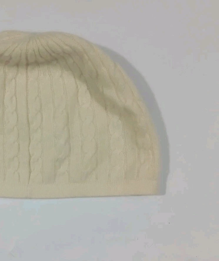 Gorro Lands' End 100 % cachemir talla única crema clásico minimalista  Foto 3 de 4