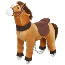 Ride-On Horse, Plush Riding Pony for Kids 3-5, Walking Horse Animal w/ Wheels