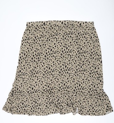 Bonmarché Damen A-Linien-Rock beige Animalprint Größe 28