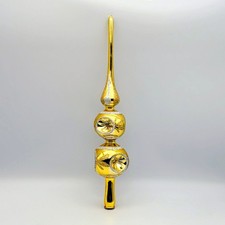 Vintage European Mercury Glass Triple Indent Gold/Silver MCM Tree Topper 13"