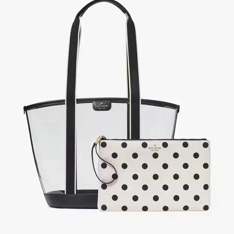 Juego de bolso y bolsa Kate Spade Clare See Through - Beach Stadium transparente/negro Foto 2 de 4