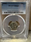 1941 Mercury Dime 10c PCGS MS 65 Bright Luster PQ New Blue Pcgs Holder