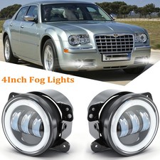 Pair 4 Inch Round Led Fog Lights Driving Lamps Halo For Chrysler 300 2005-2010