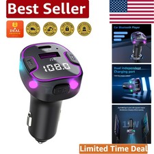 PD  QC3.0 Fast Charging FM Radio Transmitter  Bluetooth Receiver in Purple