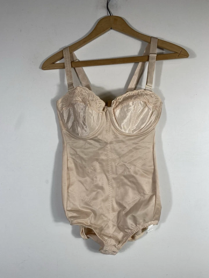 Sutiã modelador vintage GLAMORISE com cinto bege 34C renda sem alças bege nude - Imagem 2 de 4
