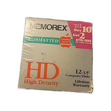 NEW Memorex 12 pack HD 1.4 mb 3.5" Floppy Disks Sealed Formatted For Mac
