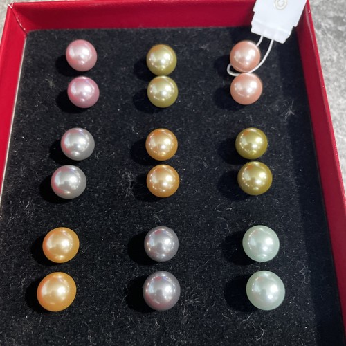 KENNETH JAY LANE 9 Pair Simulated Pearl Stud Pierced Earrings Box Set Gar0-5 - Picture 5 of 7