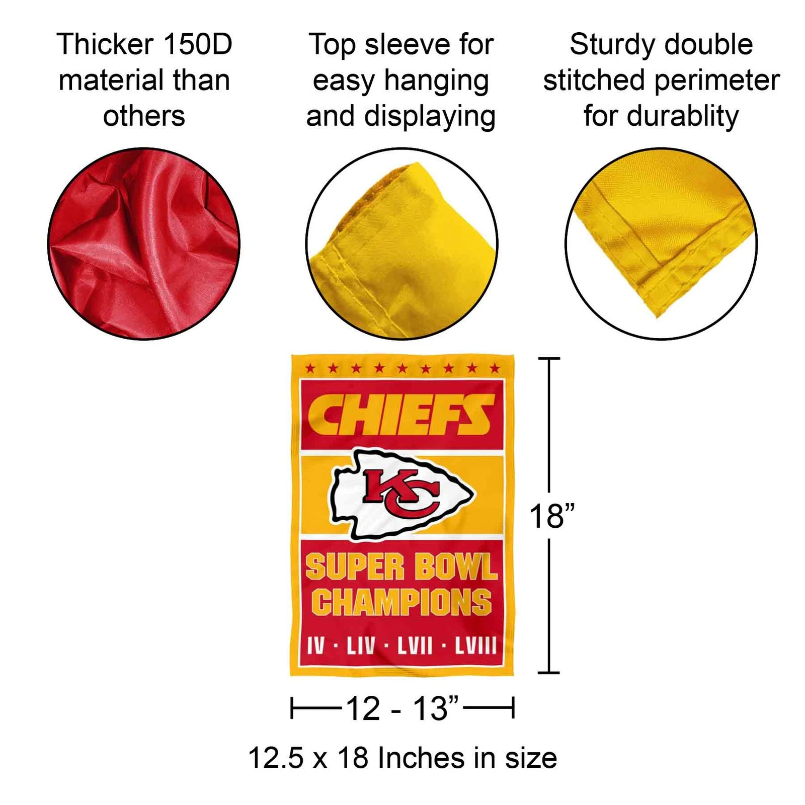 KC Chiefs 4 Time Champions Garden Yard Banner Flag