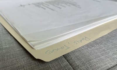 Paris, Texas sequel script, faxed by Wim Wenders to three members of the cast