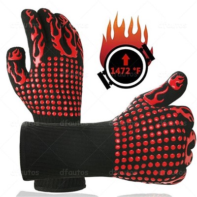 2x 800°C Grillhandschuhe Feuerfest Schutzhandschuhe Ofenhandschuh Hitzebeständig